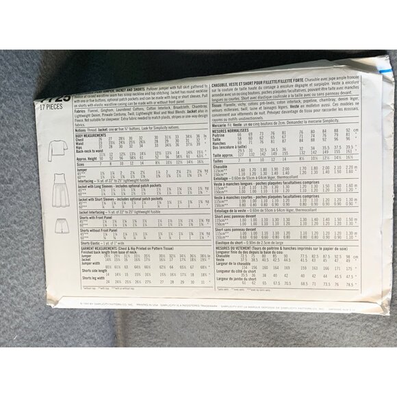 Simplicity Girls Dress Jumper Jacket Skirt Sewing Pattern  7725 Size 7 8 10 12 1 - Picture 3 of 4